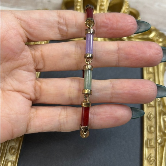 Multicolor Jade and 925 Bracelet - Picture 4 of 7